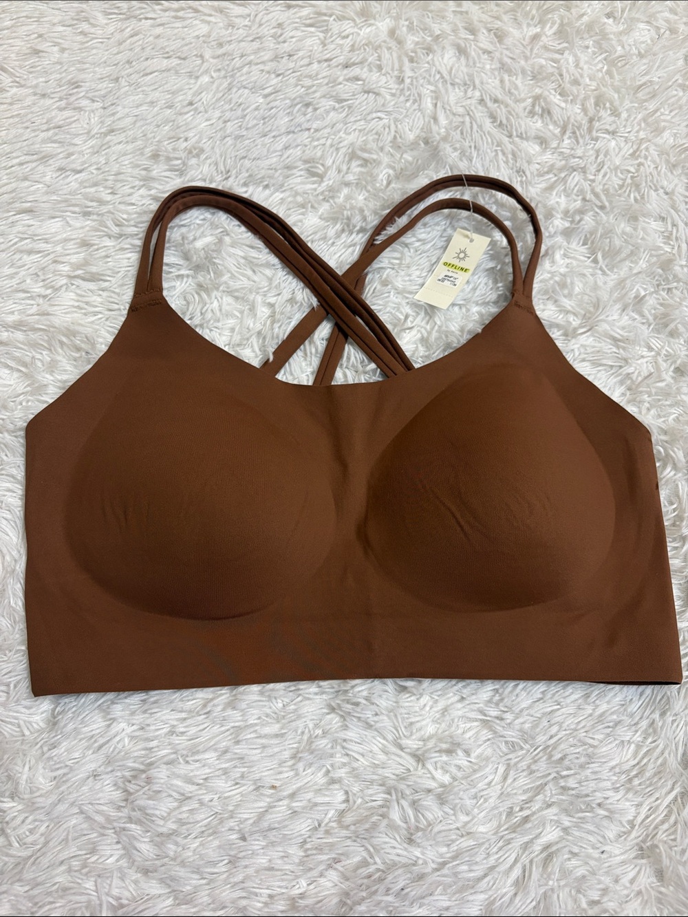 NWT Offline By Aerie Brown Strappy Open Back Buttery Soft Bra Size XL